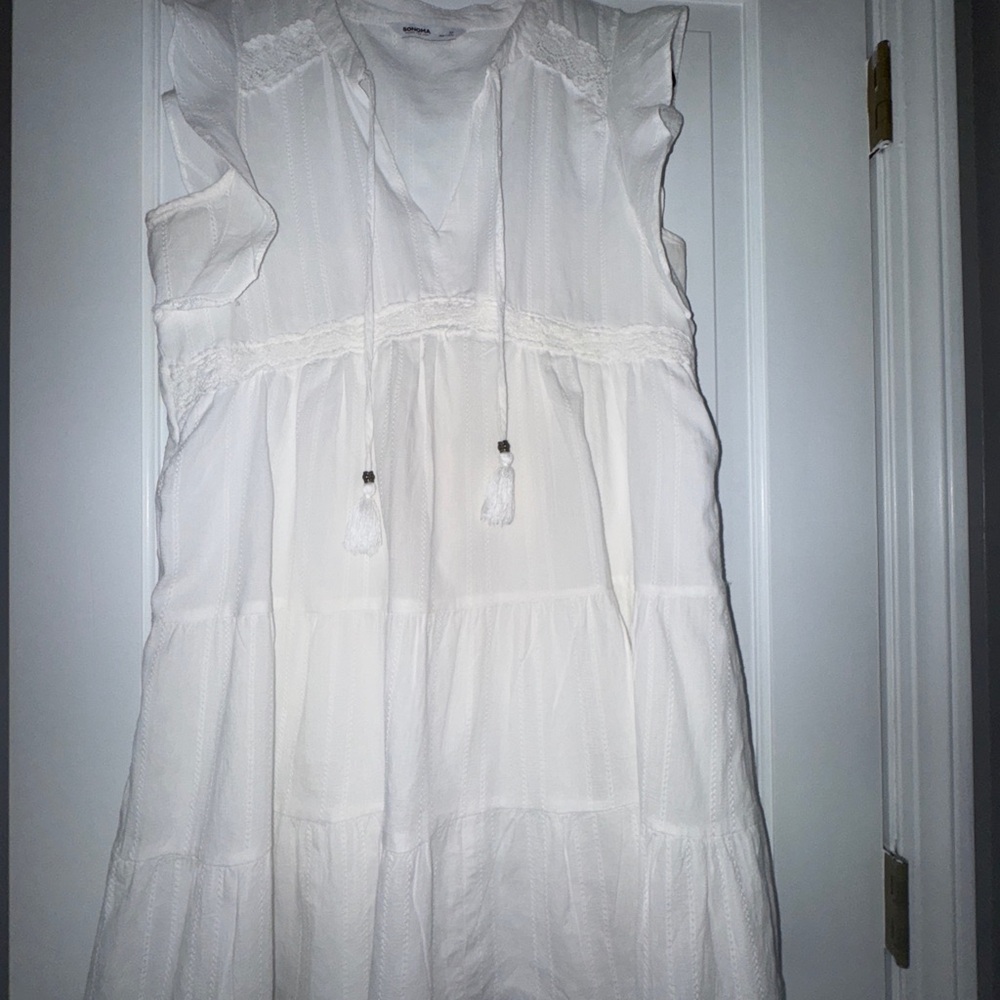 White Ruffled Sleeveless Dress